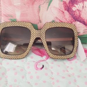 Gucci Crystal-Trim Square Gradient Sunglasses, Hav